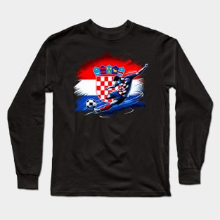 Dynamic Croatia Soccer Star in Action - Vector Design Long Sleeve T-Shirt